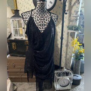 SHEIN Black Glitter Cocktail Dress